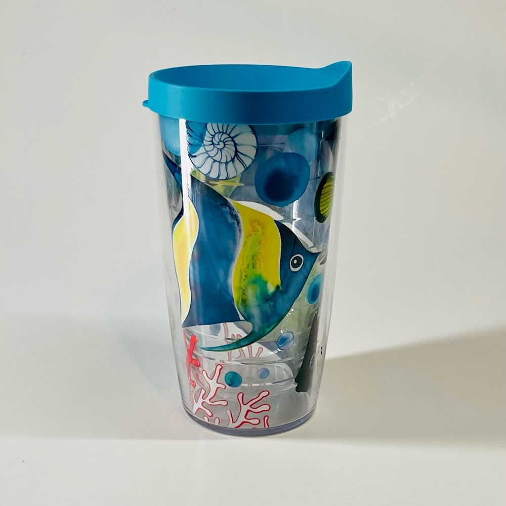 Tervis Travel Tumbler Tropical Fish Under the Sea w/ Blue Lid; 16 oz